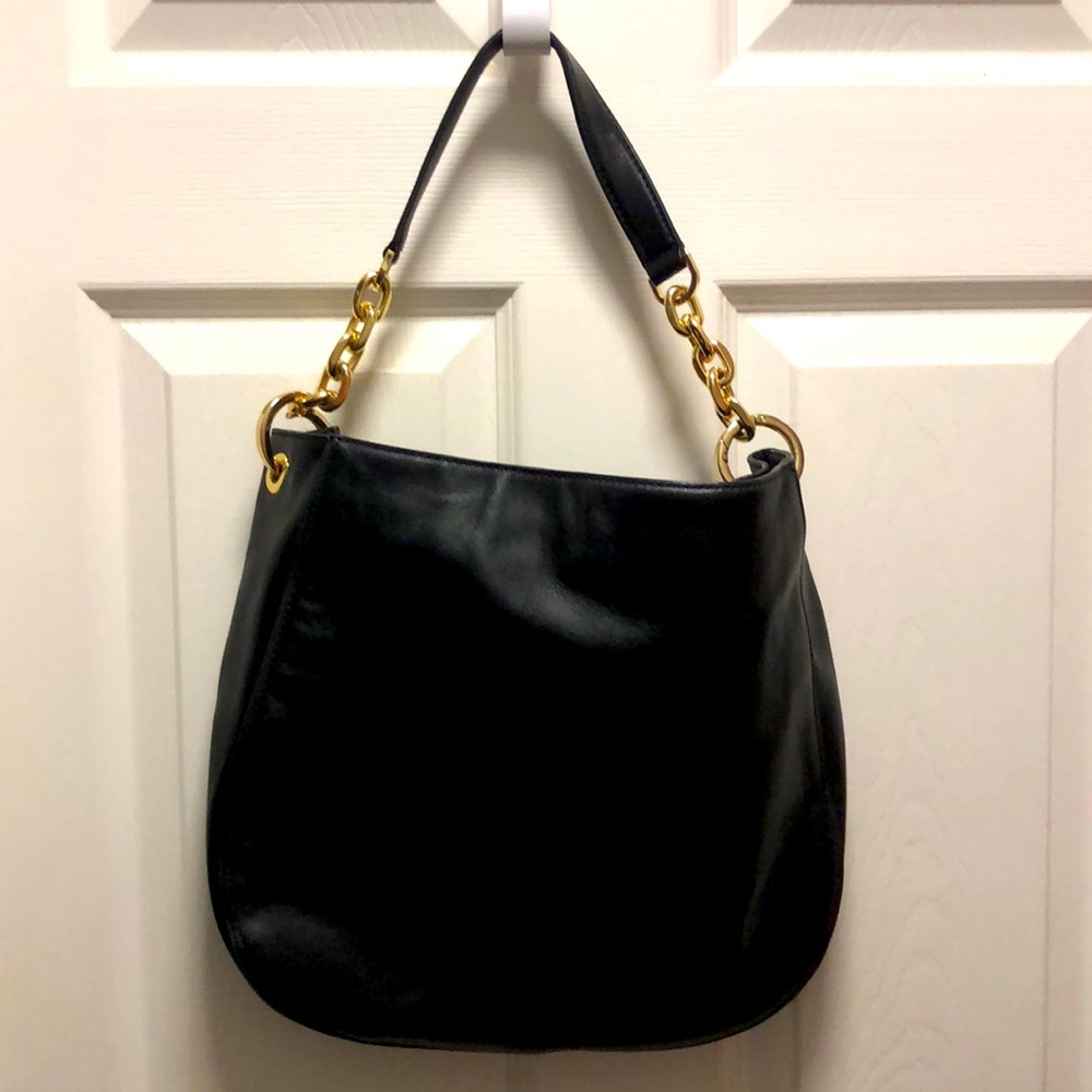 Michael Kors Black Shoulder Bag with Gold Accents